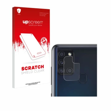 Parte frontale di una confezione del prodotto con il logo del marchio upscreen. Accanto è raffigurato il dispositivo Samsung G