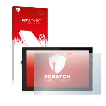 Parte frontale di una confezione del prodotto con il logo del marchio upscreen. Accanto è raffigurato il dispositivo Lenovo Id