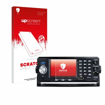 Parte frontale di una confezione del prodotto con il logo del marchio upscreen. Accanto è raffigurato il dispositivo Uniden SD