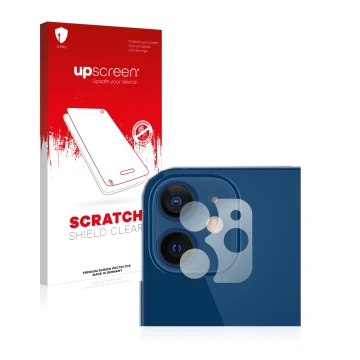 Parte frontale di una confezione del prodotto con il logo del marchio upscreen. Accanto è raffigurato il dispositivo Apple iPh