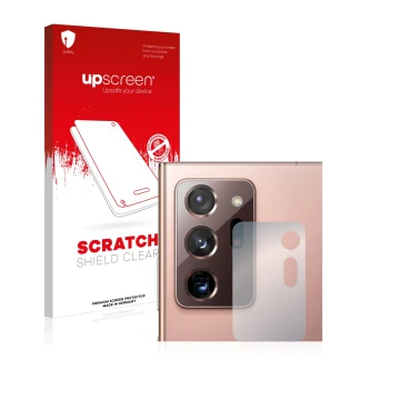 Parte frontale di una confezione del prodotto con il logo del marchio upscreen. Accanto è raffigurato il dispositivo Samsung G