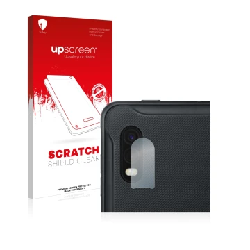 Parte frontale di una confezione del prodotto con il logo del marchio upscreen. Accanto è raffigurato il dispositivo Samsung G