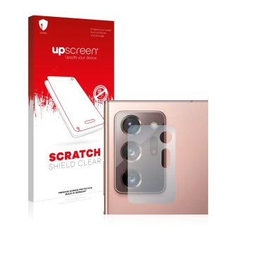 Parte frontale di una confezione del prodotto con il logo del marchio upscreen. Accanto è raffigurato il dispositivo Samsung G