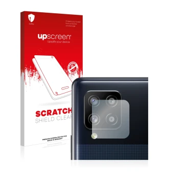 Parte frontale di una confezione del prodotto con il logo del marchio upscreen. Accanto è raffigurato il dispositivo Samsung G