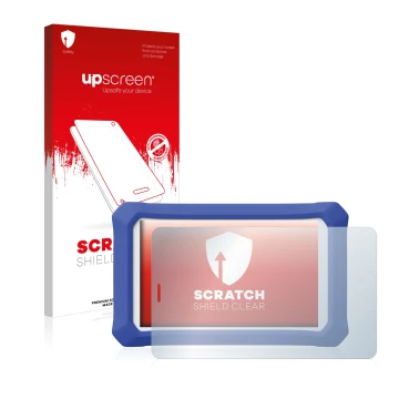 Parte frontale di una confezione del prodotto con il logo del marchio upscreen. Accanto è raffigurato il dispositivo Clementon