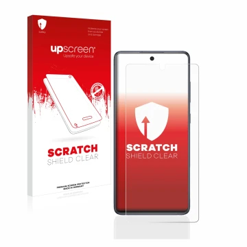 Parte frontale di una confezione del prodotto con il logo del marchio upscreen. Accanto è raffigurato il dispositivo Samsung G