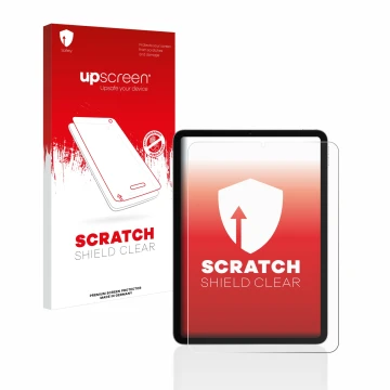 Parte frontale di una confezione del prodotto con il logo del marchio upscreen. Accanto è raffigurato il dispositivo Apple iPa