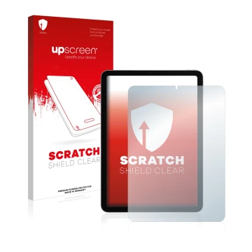 Parte frontale di una confezione del prodotto con il logo del marchio upscreen. Accanto è raffigurato il dispositivo Apple iPa