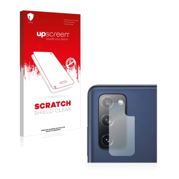 Parte frontale di una confezione del prodotto con il logo del marchio upscreen. Accanto è raffigurato il dispositivo Samsung G