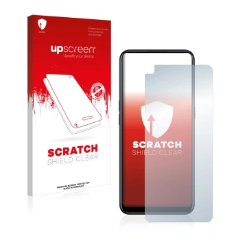 Parte frontale di una confezione del prodotto con il logo del marchio upscreen. Accanto è raffigurato il dispositivo Oppo A53s