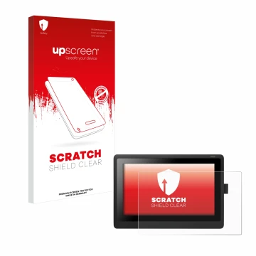 Parte frontale di una confezione del prodotto con il logo del marchio upscreen. Accanto è raffigurato il dispositivo Wacom Cin