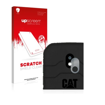 Parte frontale di una confezione del prodotto con il logo del marchio upscreen. Accanto è raffigurato il dispositivo Caterpill