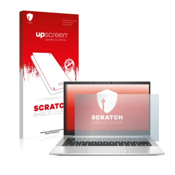 Parte frontale di una confezione del prodotto con il logo del marchio upscreen. Accanto è raffigurato il dispositivo HP EliteB