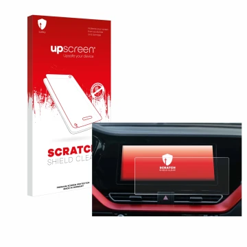 Parte frontale di una confezione del prodotto con il logo del marchio upscreen. Accanto è raffigurato il dispositivo Kia E-Nir