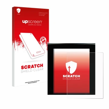 Parte frontale di una confezione del prodotto con il logo del marchio upscreen. Accanto è raffigurato il dispositivo Renault M