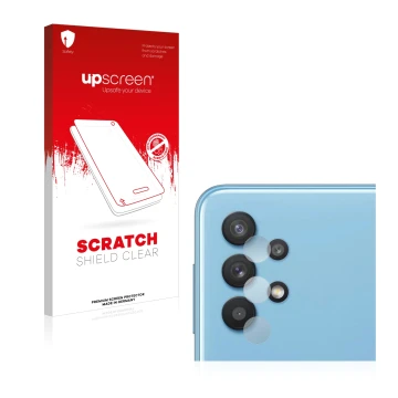 Parte frontale di una confezione del prodotto con il logo del marchio upscreen. Accanto è raffigurato il dispositivo Samsung G