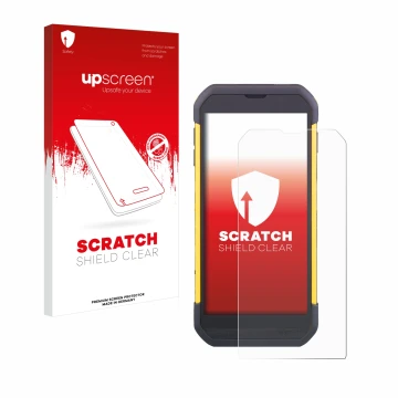 Parte frontale di una confezione del prodotto con il logo del marchio upscreen. Accanto è raffigurato il dispositivo Cipherlab