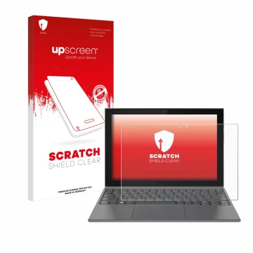 Parte frontale di una confezione del prodotto con il logo del marchio upscreen. Accanto è raffigurato il dispositivo Lenovo Id