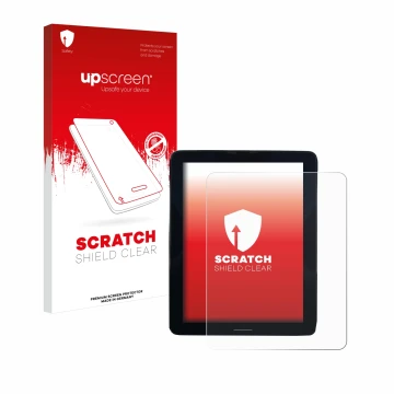 Parte frontale di una confezione del prodotto con il logo del marchio upscreen. Accanto è raffigurato il dispositivo Volvo Pol