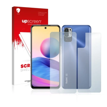 Parte frontale di una confezione del prodotto con il logo del marchio upscreen. Accanto è raffigurato il dispositivo Xiaomi Re