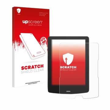 Parte frontale di una confezione del prodotto con il logo del marchio upscreen. Accanto è raffigurato il dispositivo inkBOOK C