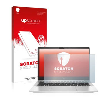 Parte frontale di una confezione del prodotto con il logo del marchio upscreen. Accanto è raffigurato il dispositivo HP ProBoo