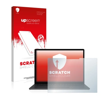 Parte frontale di una confezione del prodotto con il logo del marchio upscreen. Accanto è raffigurato il dispositivo Microsoft