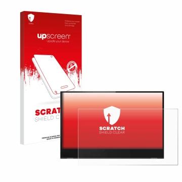 Parte frontale di una confezione del prodotto con il logo del marchio upscreen. Accanto è raffigurato il dispositivo Lenovo Th