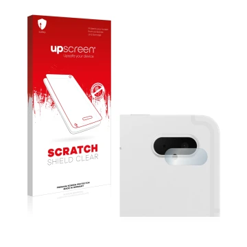 Parte frontale di una confezione del prodotto con il logo del marchio upscreen. Accanto è raffigurato il dispositivo Samsung G