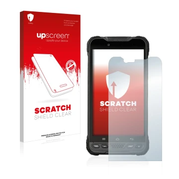 Parte frontale di una confezione del prodotto con il logo del marchio upscreen. Accanto è raffigurato il dispositivo UniStrong