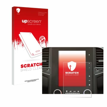 Parte frontale di una confezione del prodotto con il logo del marchio upscreen. Accanto è raffigurato il dispositivo Renault M