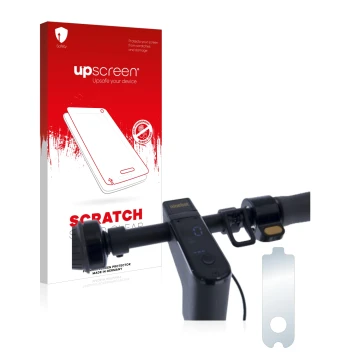 Parte frontale di una confezione del prodotto con il logo del marchio upscreen. Accanto è raffigurato il dispositivo Segway Ni