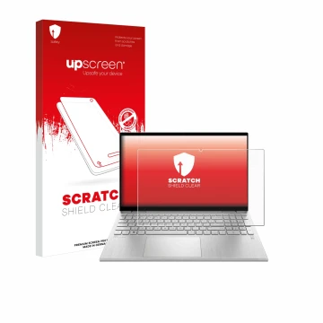 Parte frontale di una confezione del prodotto con il logo del marchio upscreen. Accanto è raffigurato il dispositivo HP Pavili