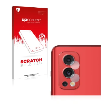 Parte frontale di una confezione del prodotto con il logo del marchio upscreen. Accanto è raffigurato il dispositivo OnePlus N
