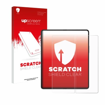 Parte frontale di una confezione del prodotto con il logo del marchio upscreen. Accanto è raffigurato il dispositivo Samsung G