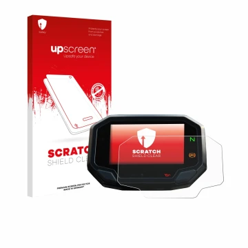 Parte frontale di una confezione del prodotto con il logo del marchio upscreen. Accanto è raffigurato il dispositivo Kawasaki 