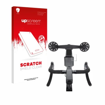 Parte frontale di una confezione del prodotto con il logo del marchio upscreen. Accanto è raffigurato il dispositivo Tacx Neo 
