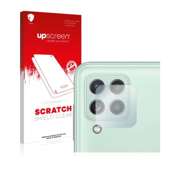 Parte frontale di una confezione del prodotto con il logo del marchio upscreen. Accanto è raffigurato il dispositivo Samsung G
