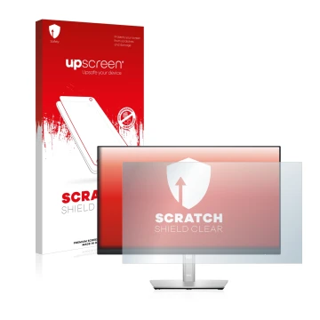 Parte frontale di una confezione del prodotto con il logo del marchio upscreen. Accanto è raffigurato il dispositivo Dell P242