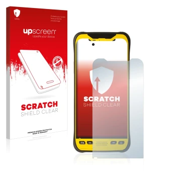 Parte frontale di una confezione del prodotto con il logo del marchio upscreen. Accanto è raffigurato il dispositivo Trimble T