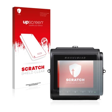 Parte frontale di una confezione del prodotto con il logo del marchio upscreen. Accanto è raffigurato il dispositivo Hasselbla