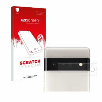 Parte frontale di una confezione del prodotto con il logo del marchio upscreen. Accanto è raffigurato il dispositivo Google Pi