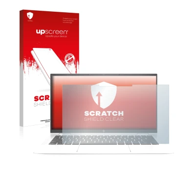 Parte frontale di una confezione del prodotto con il logo del marchio upscreen. Accanto è raffigurato il dispositivo HP EliteB