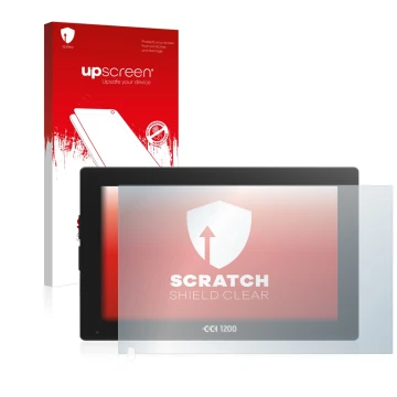 Parte frontale di una confezione del prodotto con il logo del marchio upscreen. Accanto è raffigurato il dispositivo Isobus CC