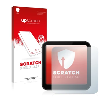 Parte frontale di una confezione del prodotto con il logo del marchio upscreen. Accanto è raffigurato il dispositivo DJI Actio