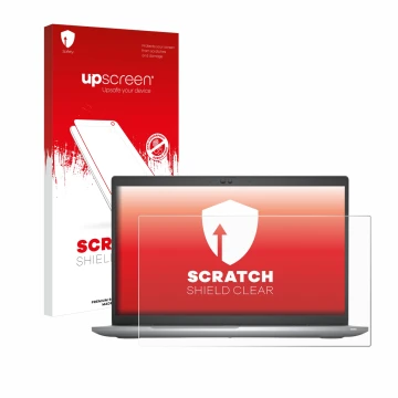 Parte frontale di una confezione del prodotto con il logo del marchio upscreen. Accanto è raffigurato il dispositivo Dell Lati