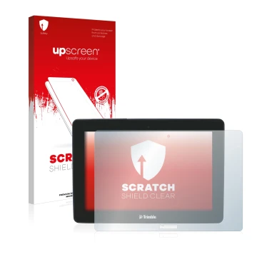 Parte frontale di una confezione del prodotto con il logo del marchio upscreen. Accanto è raffigurato il dispositivo Trimble G