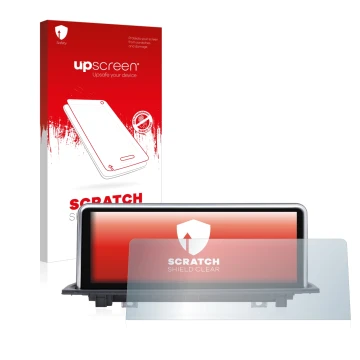 Parte frontale di una confezione del prodotto con il logo del marchio upscreen. Accanto è raffigurato il dispositivo Dynavin B