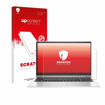 Parte frontale di una confezione del prodotto con il logo del marchio upscreen. Accanto è raffigurato il dispositivo HP EliteB