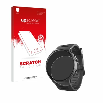 Parte frontale di una confezione del prodotto con il logo del marchio upscreen. Accanto è raffigurato il dispositivo Kiprun 50